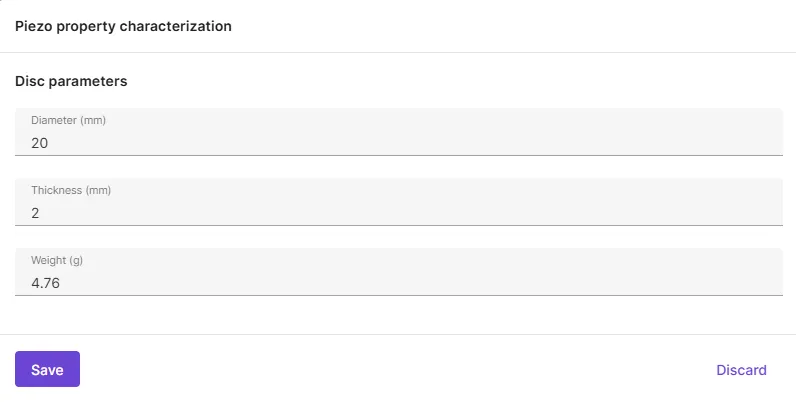 Entering disc parameters