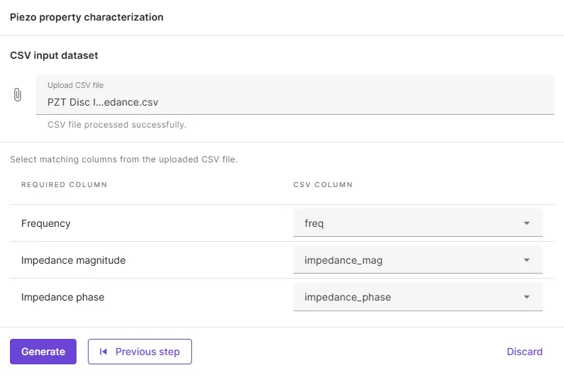 Uploading impedance dataset