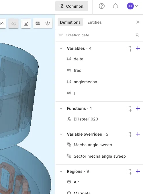 Image of the Common sidebar