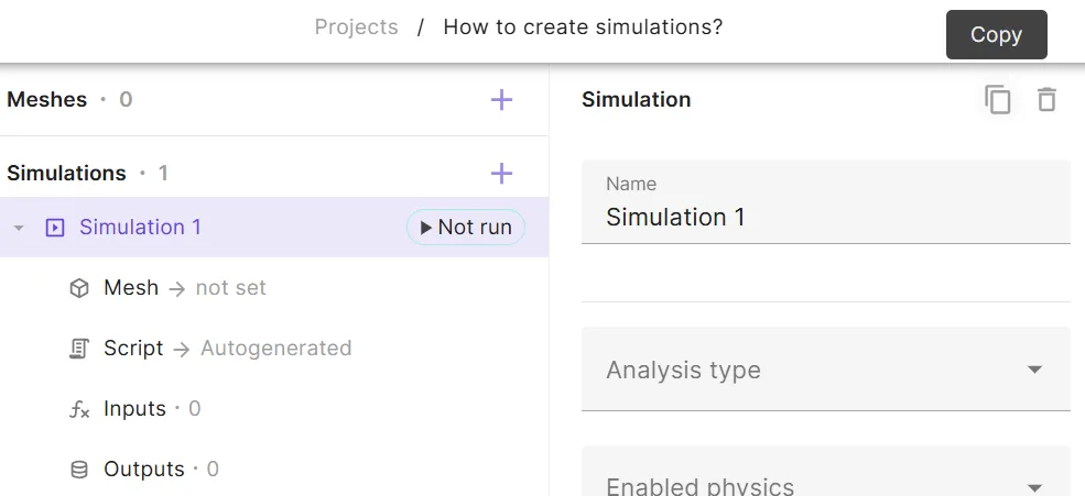 Copying an existing simulation