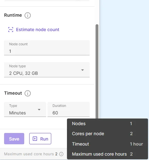 Max Used Corehours 1Node