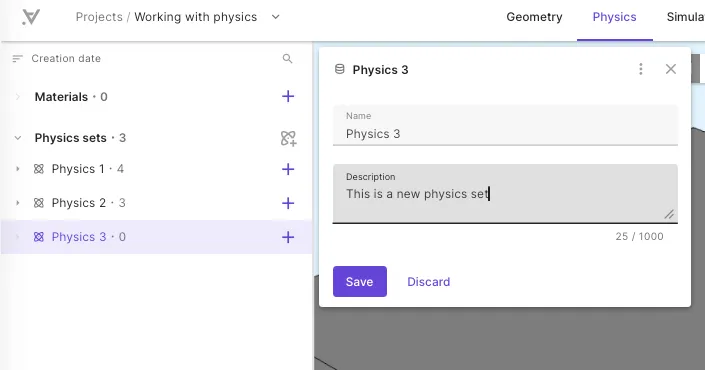 Create a physics set