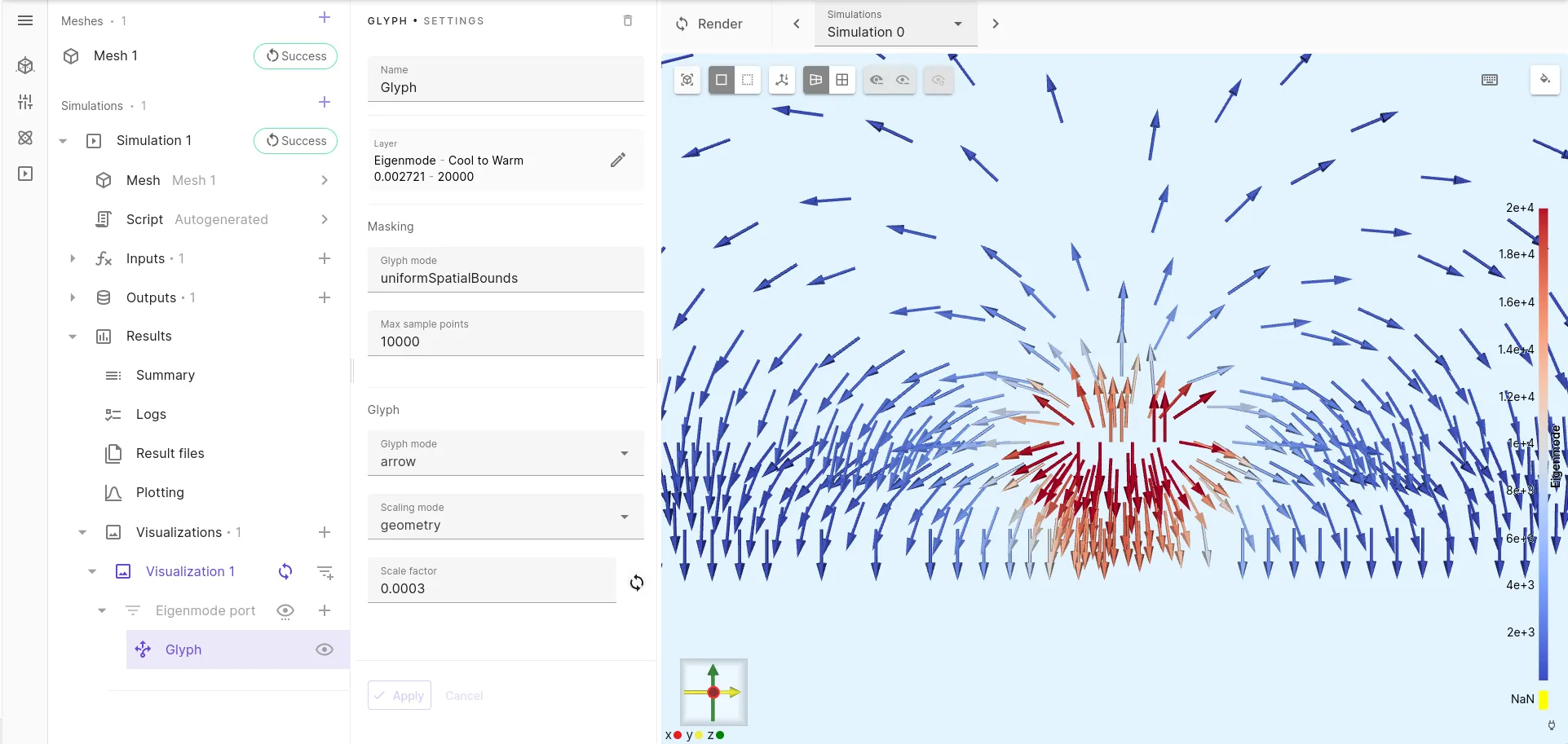 QTEM mode visualization with glyphs