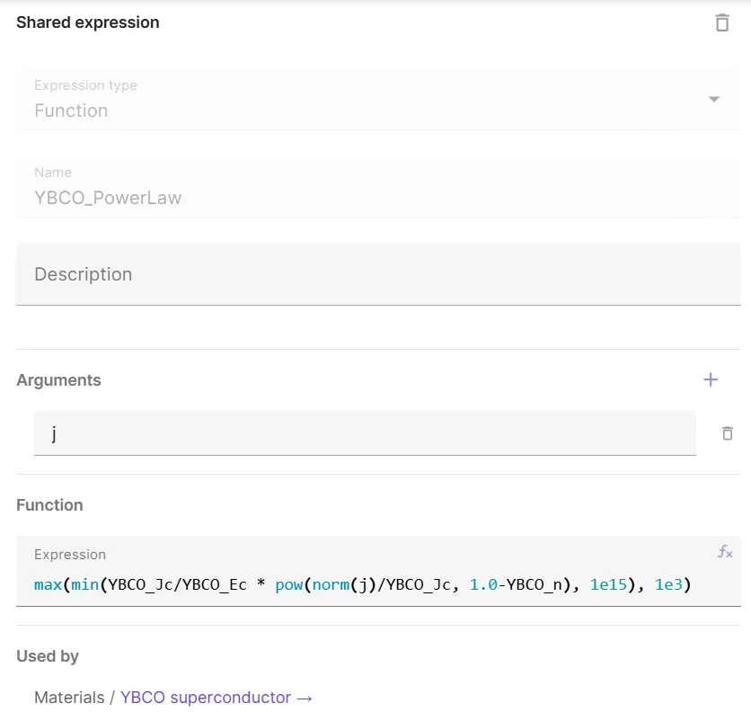 Powerlaw function using the field variable j