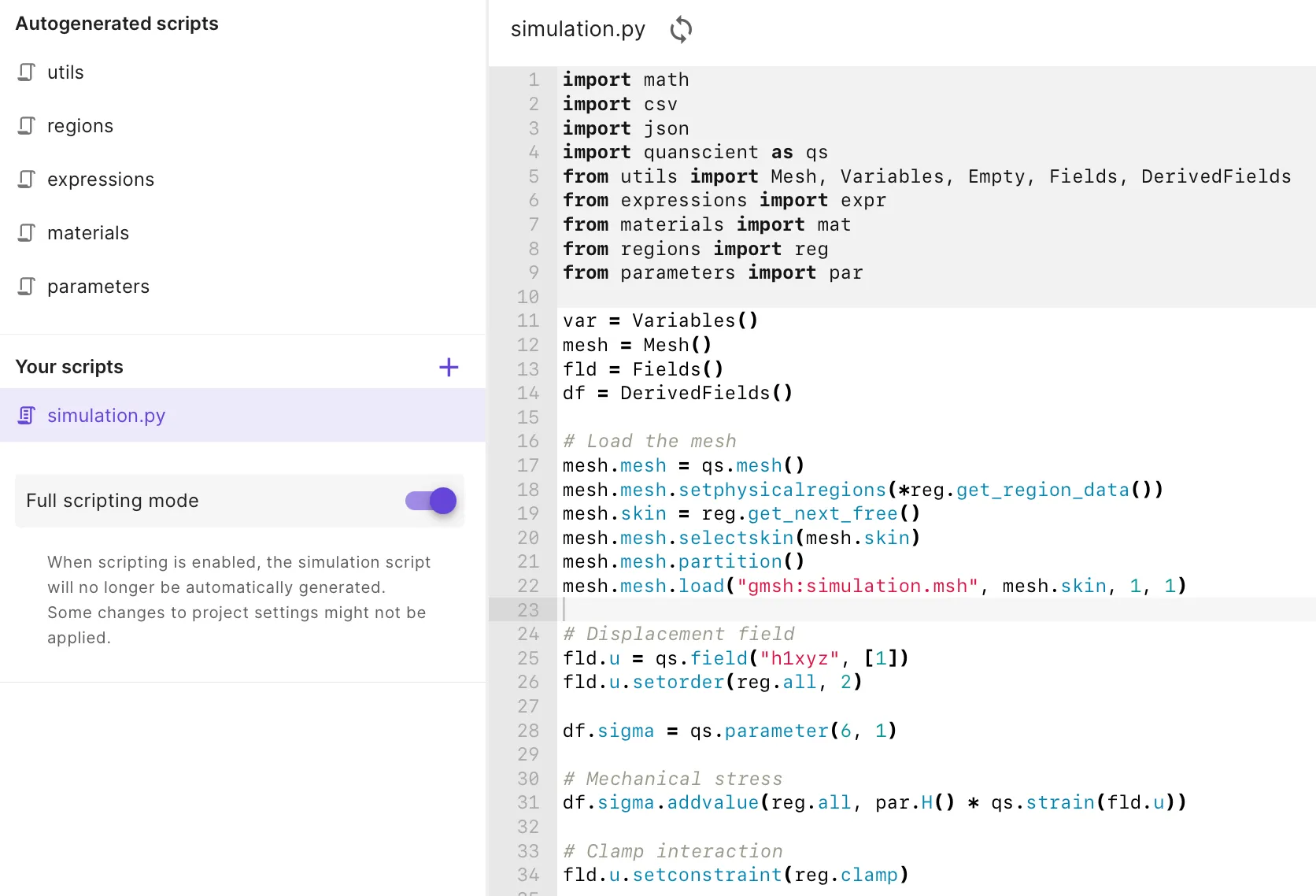 Full scripting mode active