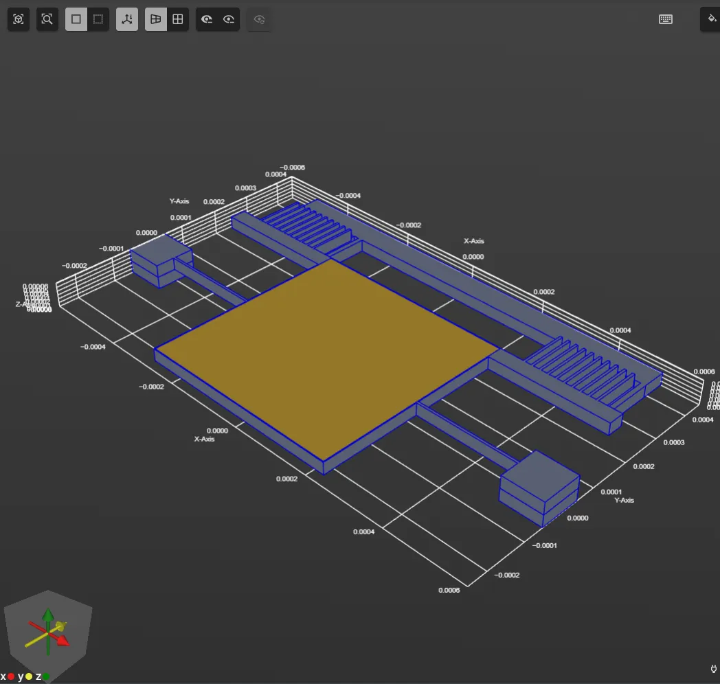 Comb-drive model in the Allsolve Model view