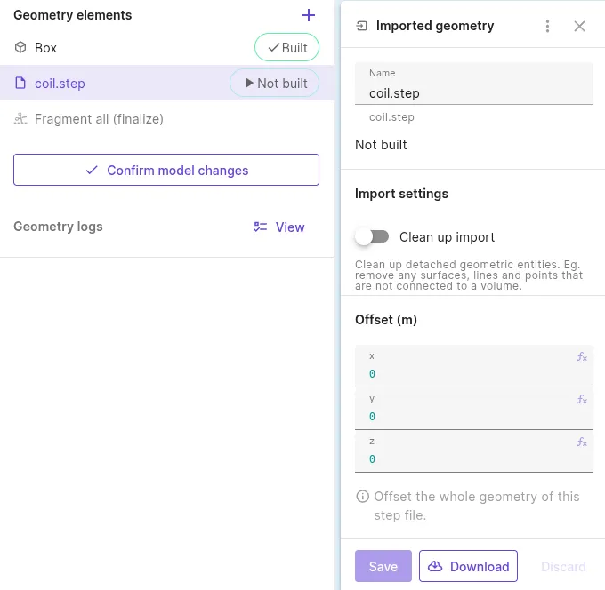 STEP import settings