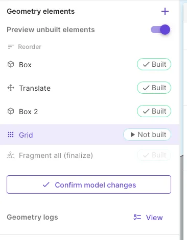 Geometry element list