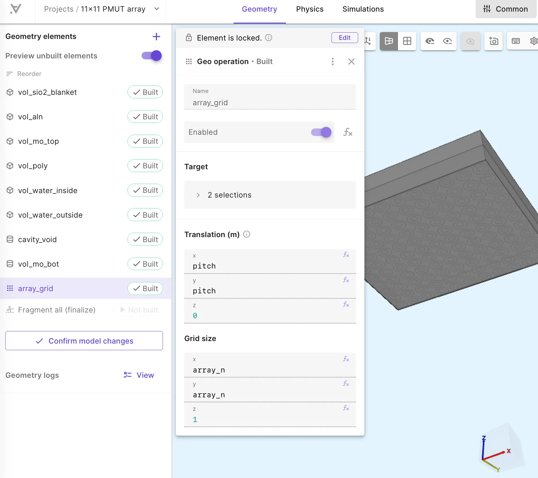Grid operation settings