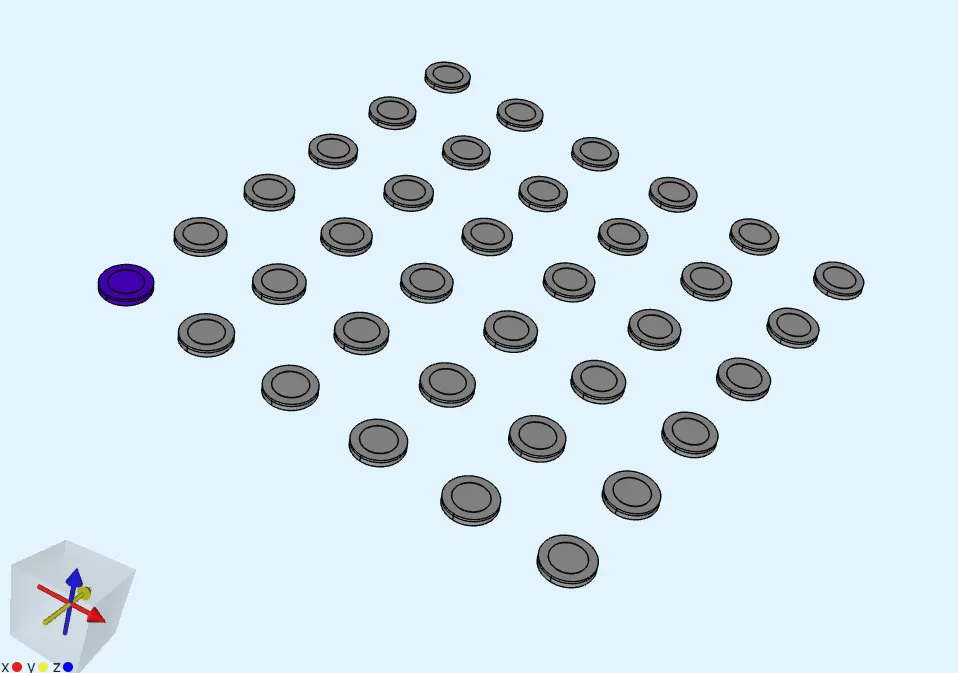 6 x 6 grid of PMUTs