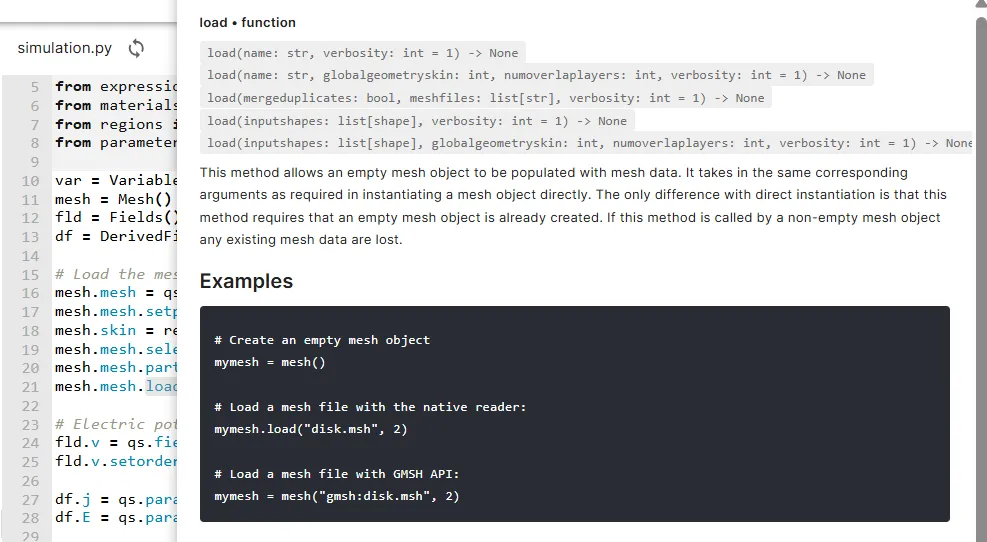 Hover-over documentation