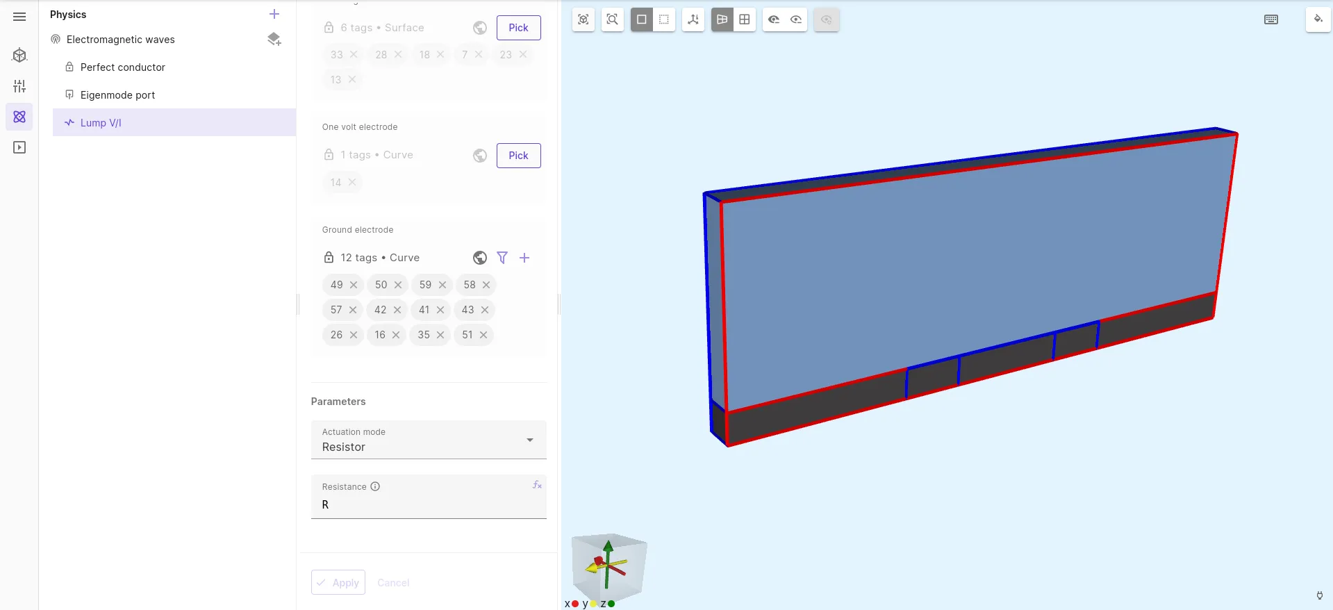 Lumped port setup