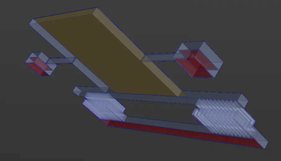 Transparent model from below after materials are picked