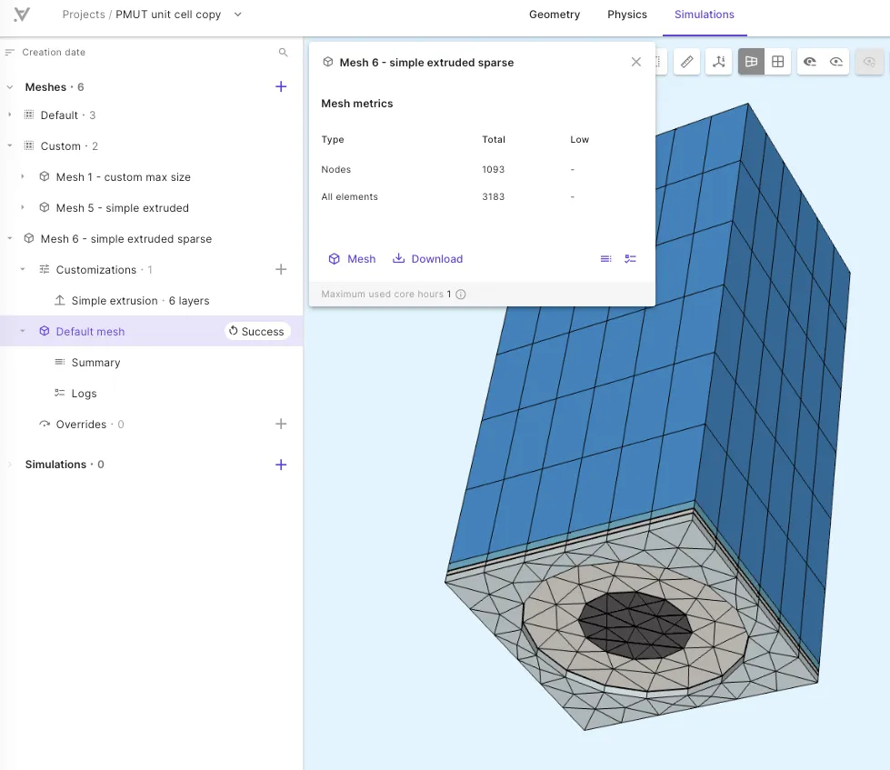 Extruded mesh