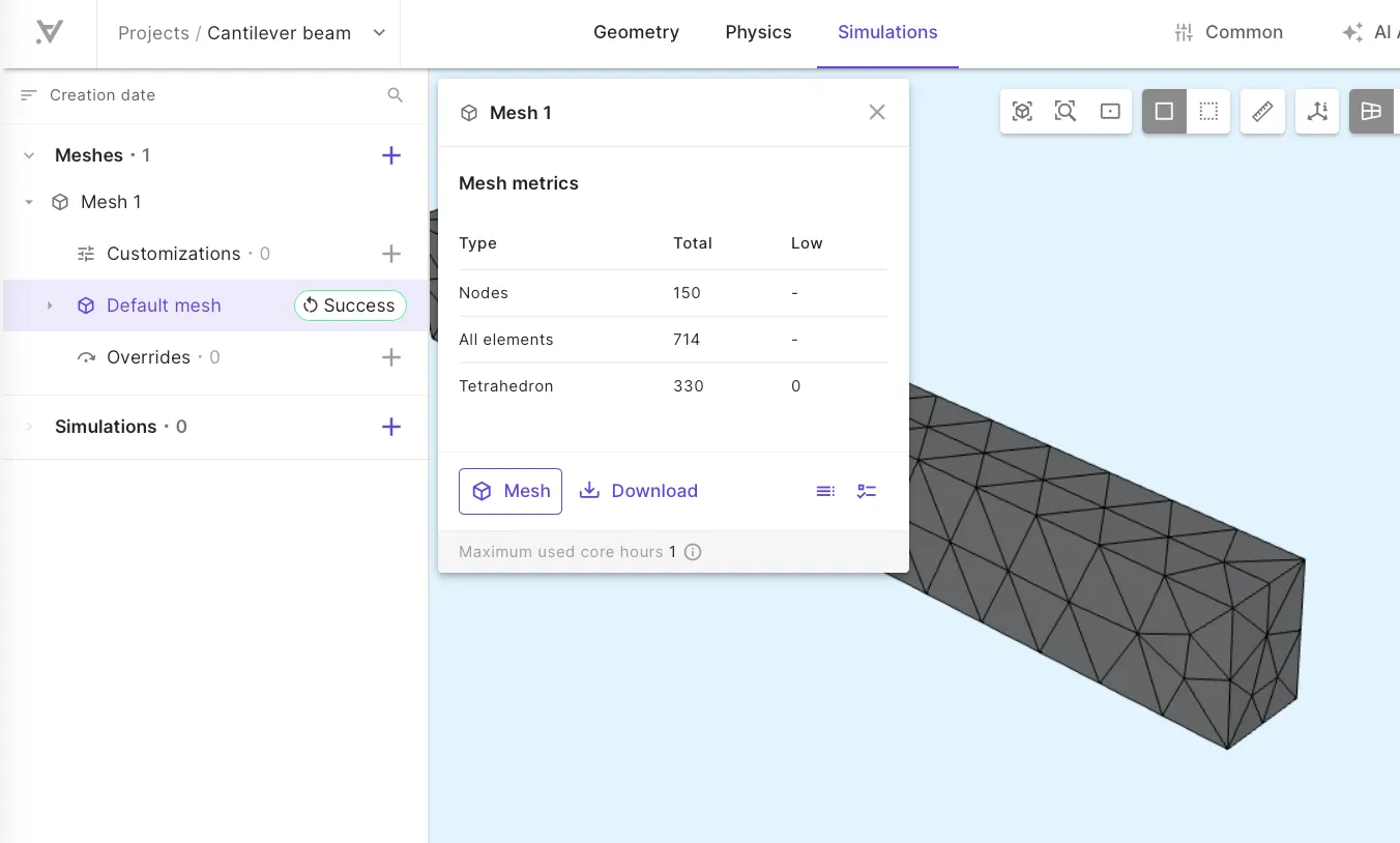 Mesh preview