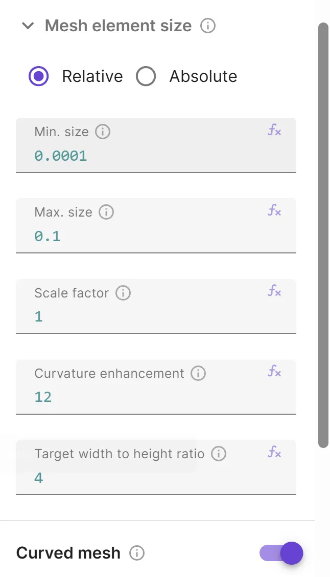 Mesh element size