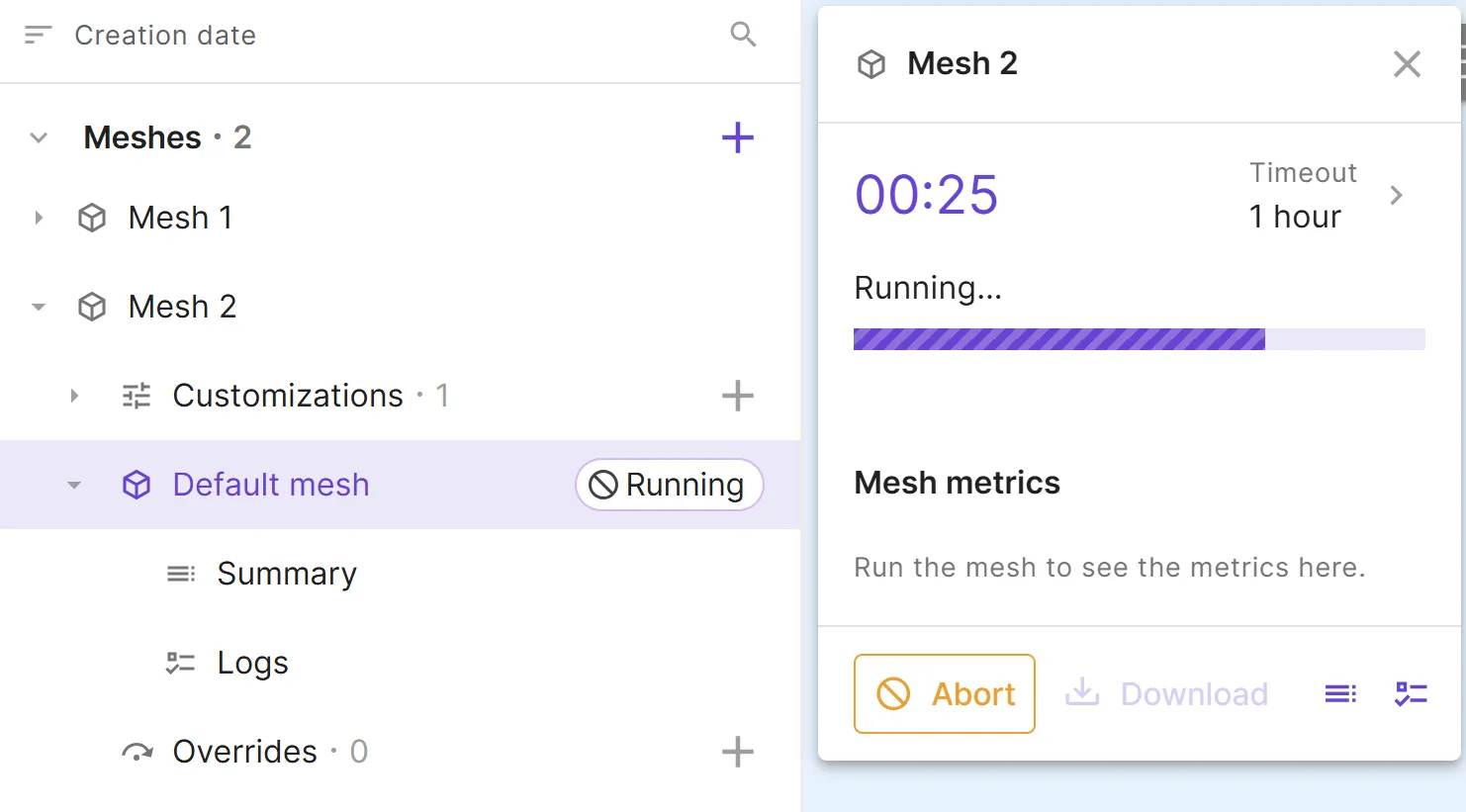 Mesh panel Running