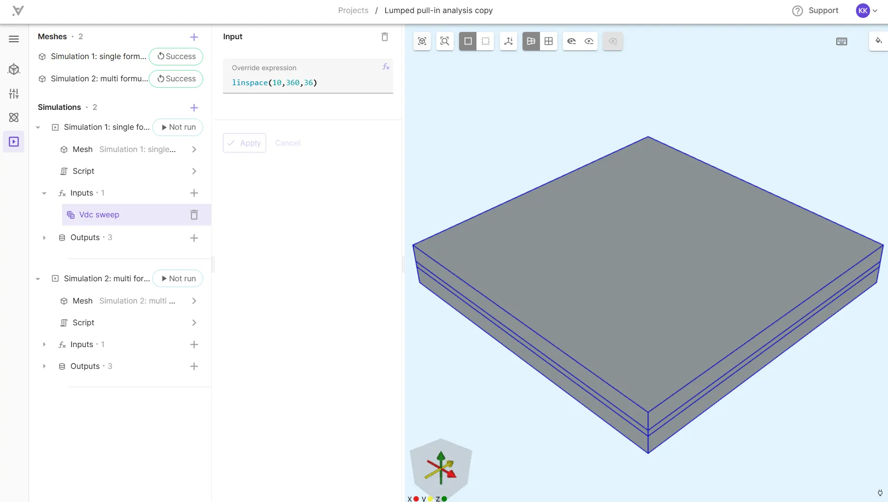 Parametric sweep