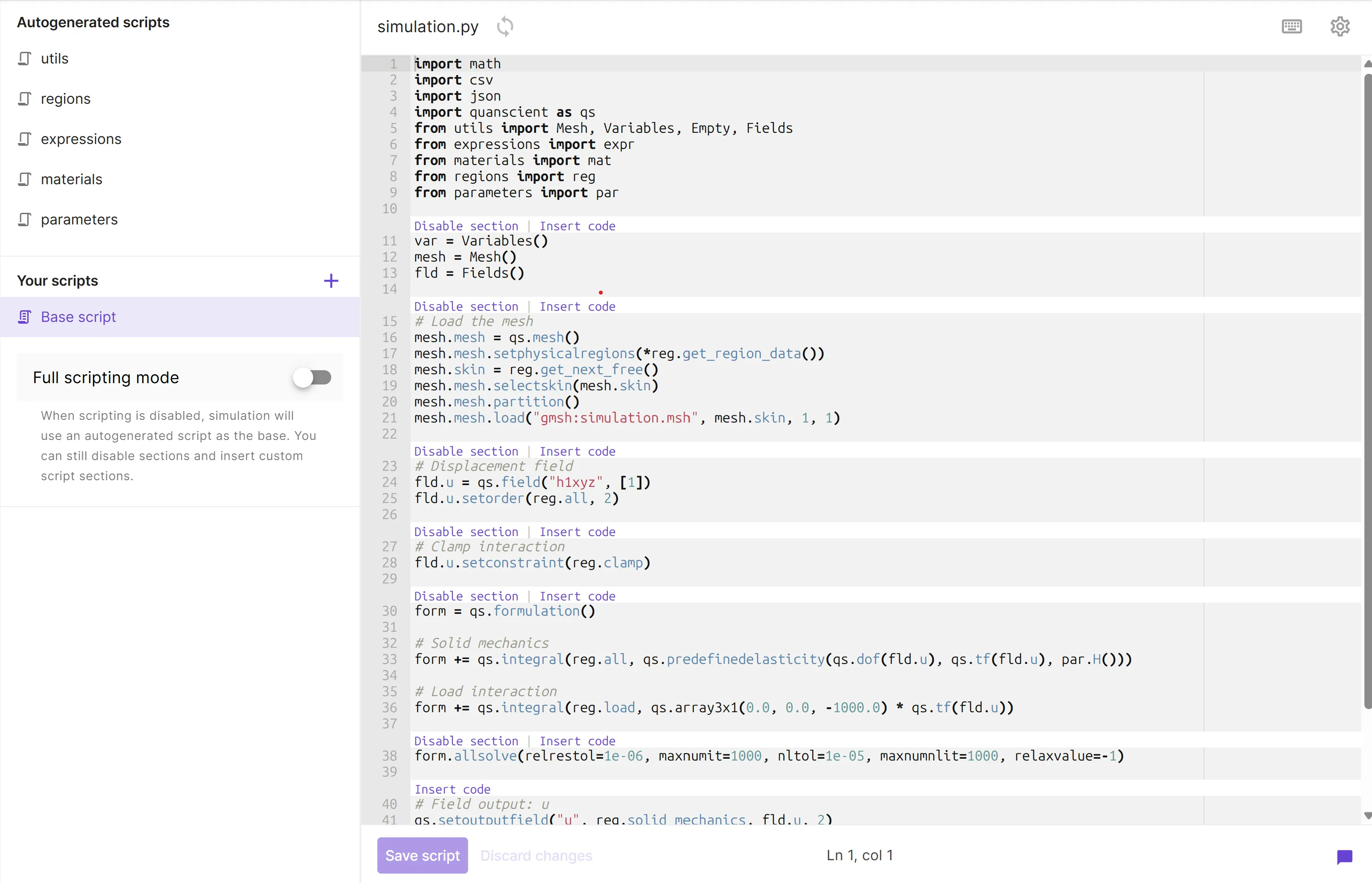 Autogenerated base script