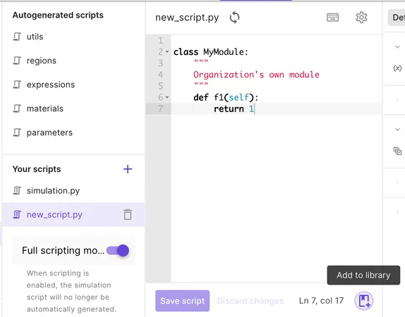 Add script to library