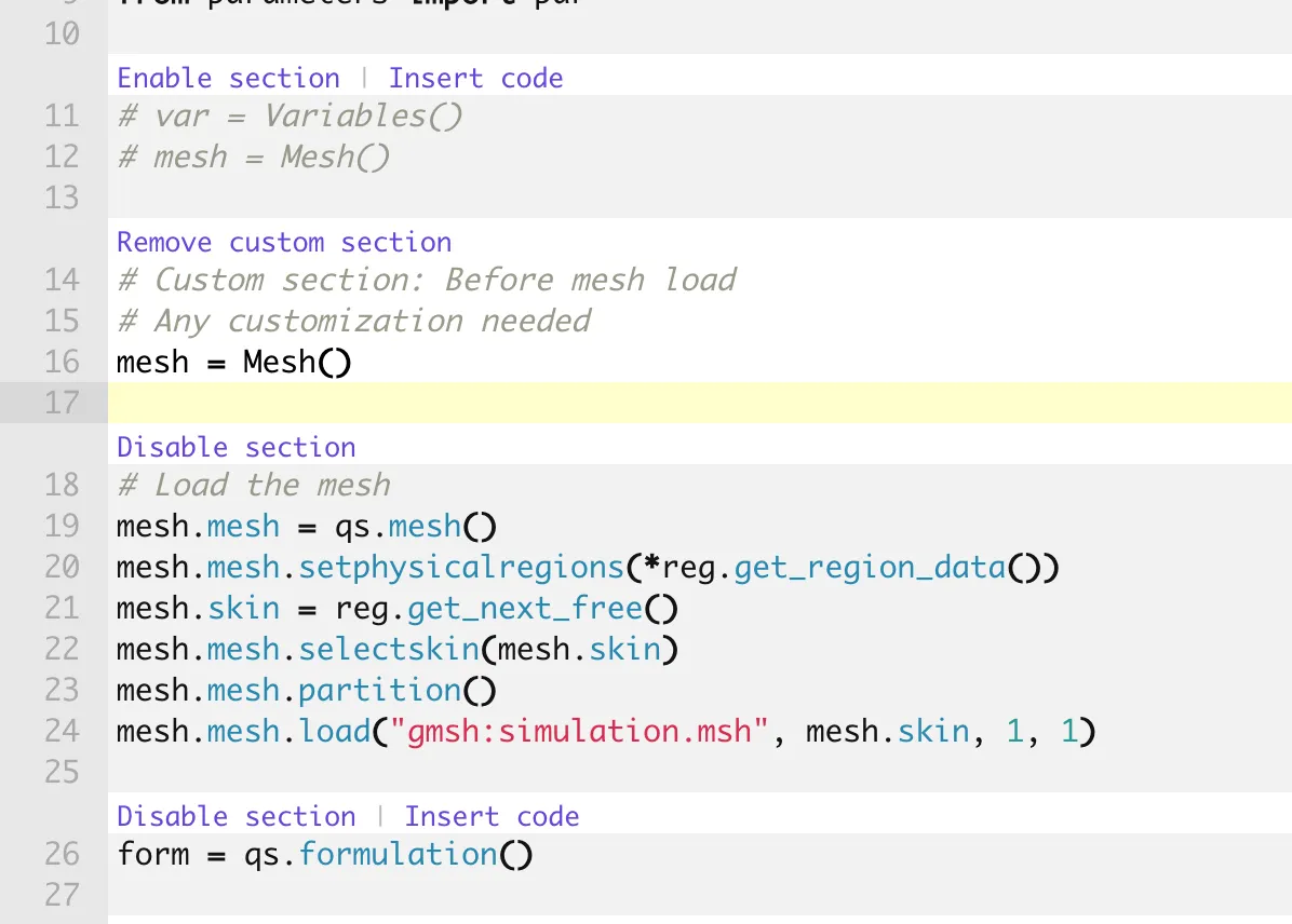 Scripting sections