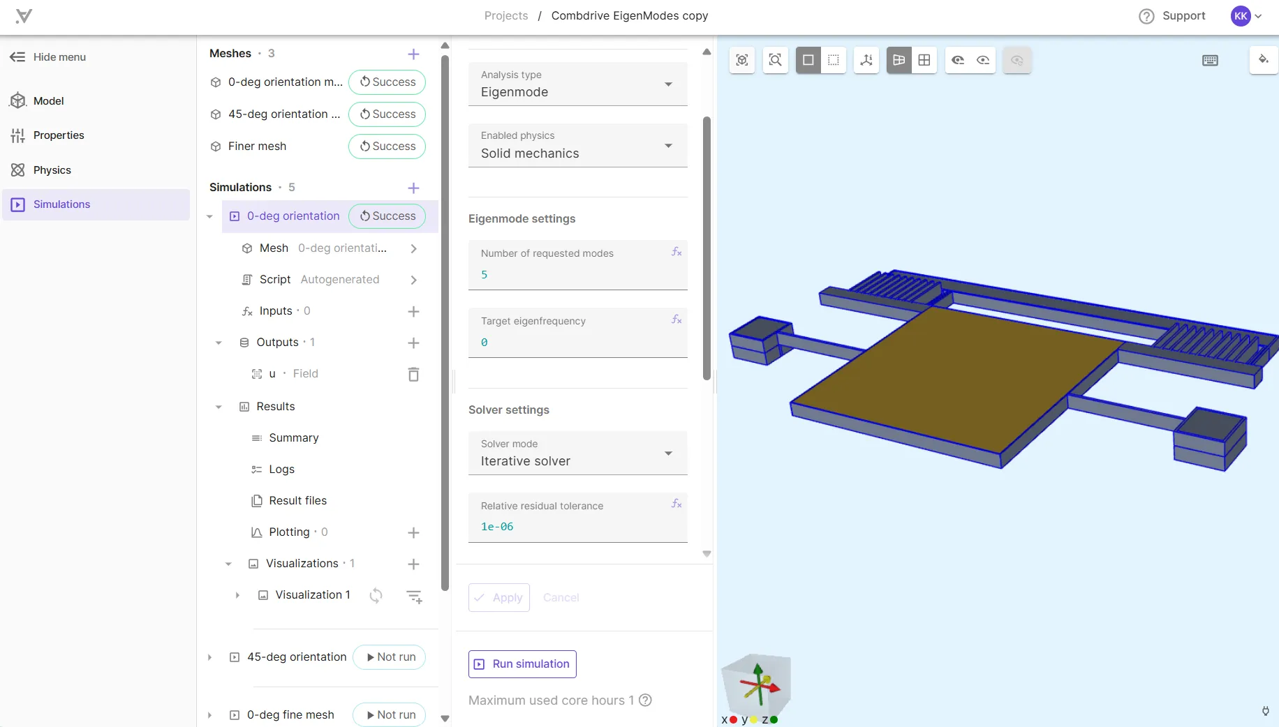 Simulations section