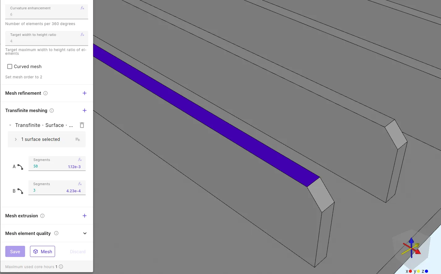Transfinite meshing target