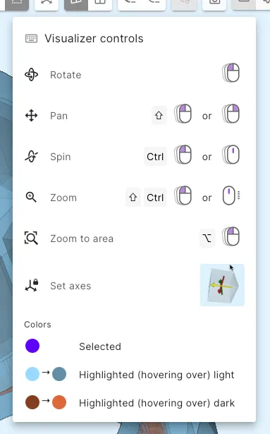 Visualizer controls tooltip