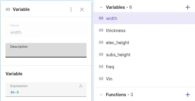 SAW unit cell width and thickness and electrode height as a variable