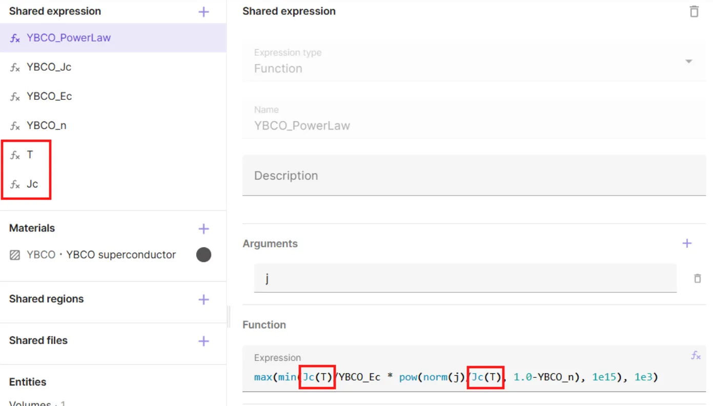 Modified YBCO powerlaw shared expression