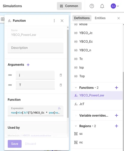 Premade YBCO powerlaw variable