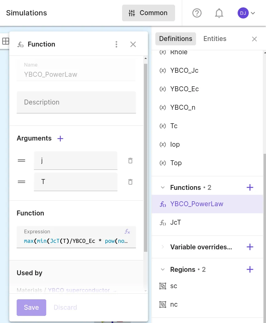 Premade YBCO powerlaw variable
